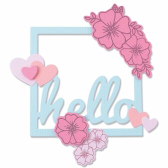 Sizzix Framelits Die &amp; Stamp - Floral Hello 665656 OP=OP