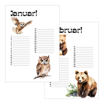 Verjaardagskalender A4 - Woodland Animals