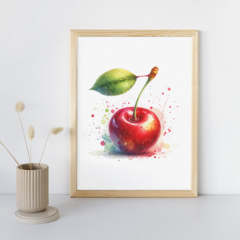 Poster zonder lijst A4 - Fruit: Kers