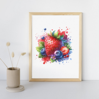 Poster zonder lijst A4 - Fruit: Aardbei