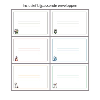 Wenskaarten A6 inclusief envelop set van 10 - Weird Birds 5: Papegaai/Meeuw