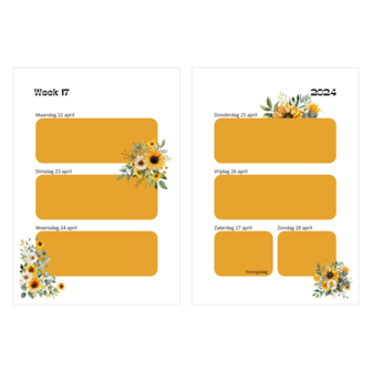 Jaaragenda A5 Gepersonaliseerd - Bloemen: Zonnebloemen 1