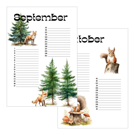 Verjaardagskalender A4 - Woodland Animals