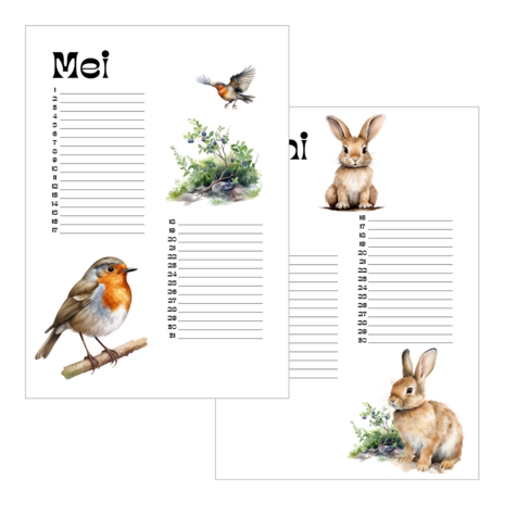 Verjaardagskalender A4 - Woodland Animals