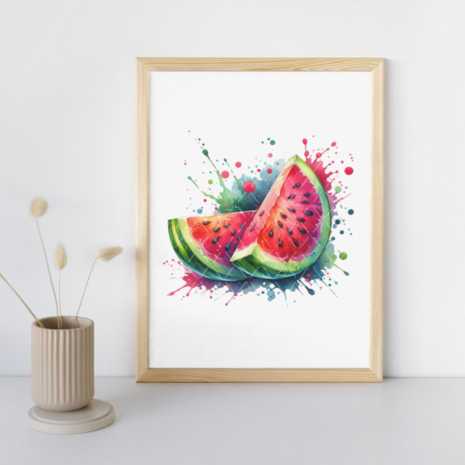 Poster zonder lijst A4 - Fruit: Watermeloen