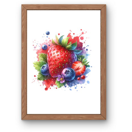 Poster zonder lijst A4 - Fruit: Aardbei