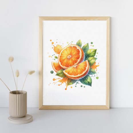 Poster zonder lijst A4 - Fruit: Sinaasappel