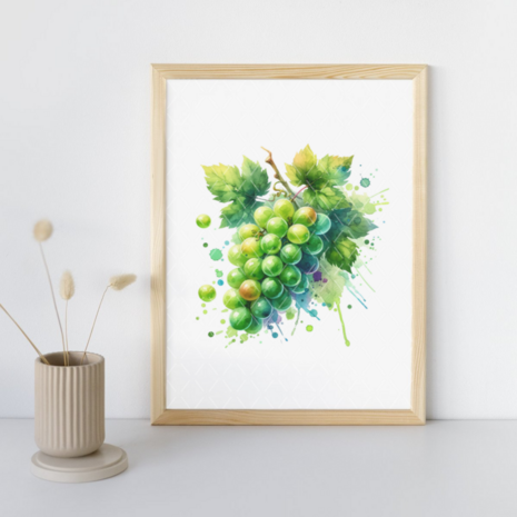 Poster zonder lijst A4 - Fruit: Druiven