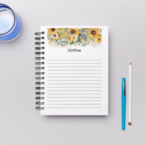 Jaaragenda A5 Gepersonaliseerd - Bloemen: Zonnebloemen 1